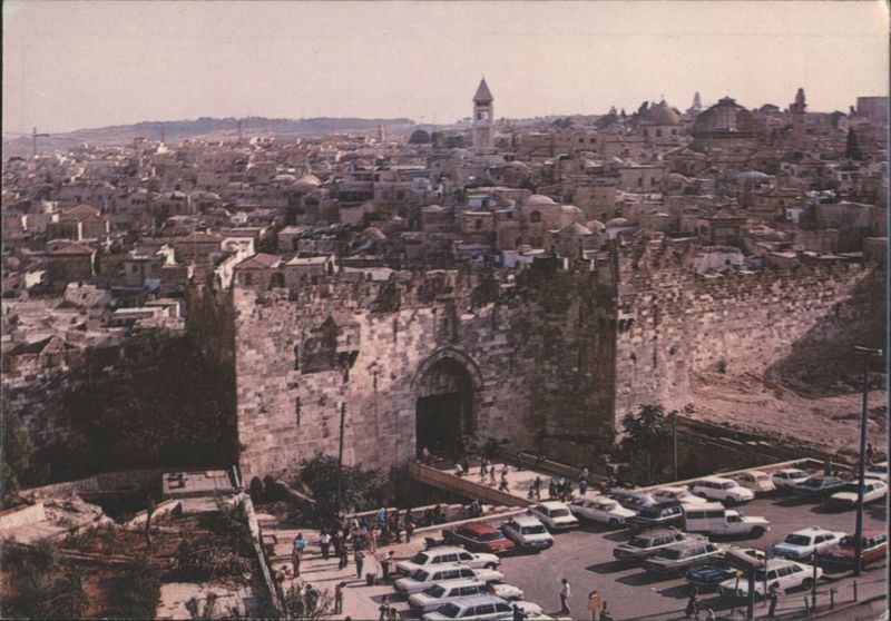Damascus Gate and Old City Skyline Jerusalem Israel