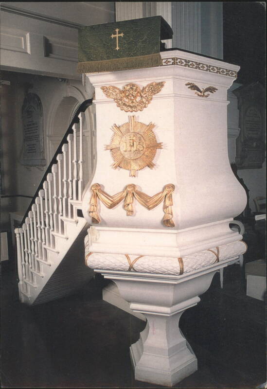 White and Gold Wineglass Pulpit, Christ Church Philadelphia Pennsylvania