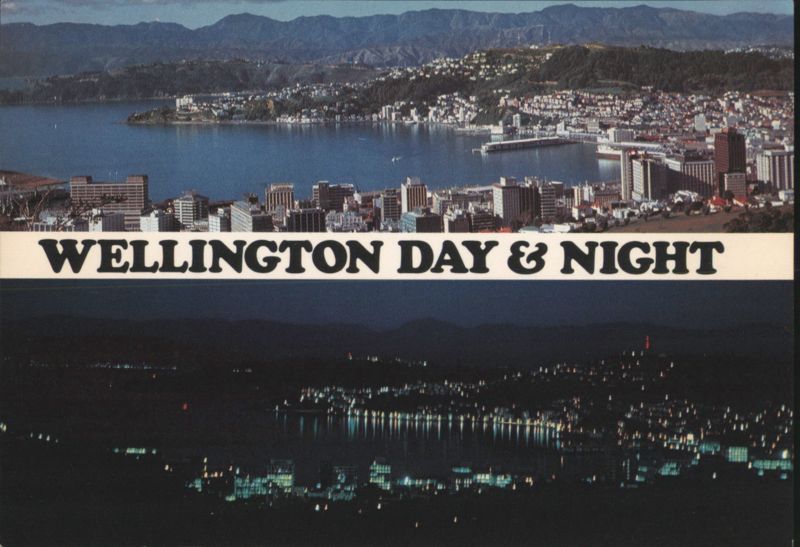 Wellington Day and Night Skyline Views New Zealand