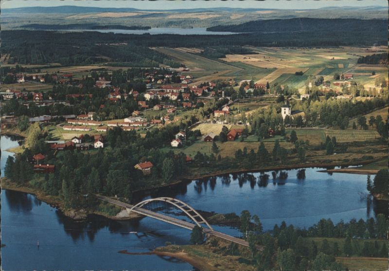 Aerial View of Dala-Järna and Västerdalälven River Dalarna Sweden