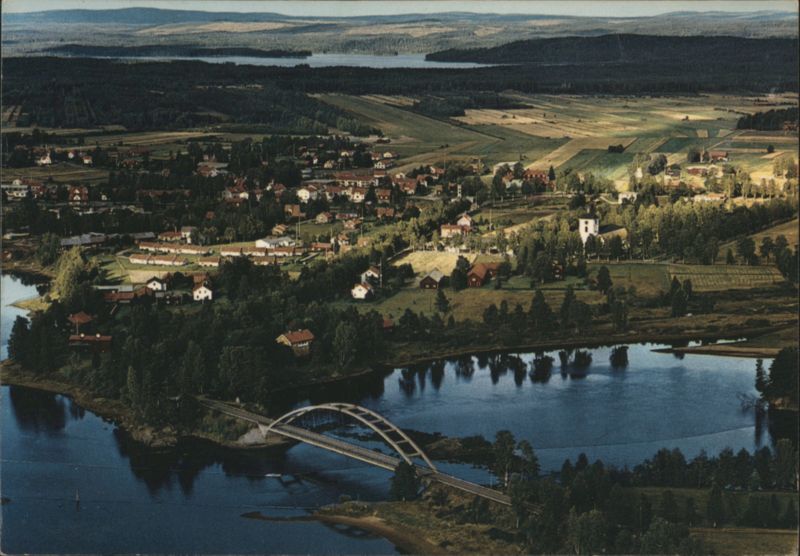 Aerial View of Dala-Järna and Västerdalälven Dalarna Sweden