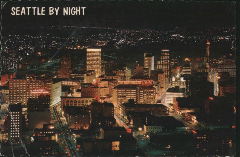 Nighttime Skyline View from the Space Needle Seattle Washington