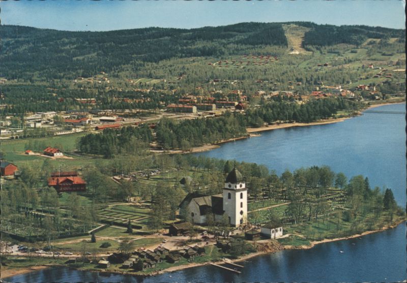 Aerial View of Rättvik Church and Lerdalshöjden Sweden