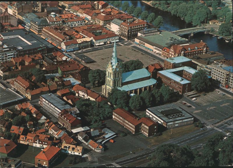 Aerial View of Halmstad with St. Nikolai Church Sweden