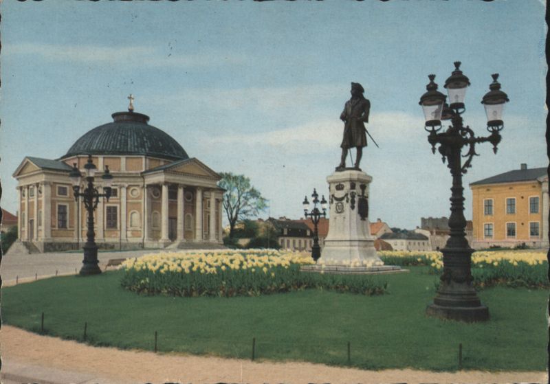 Carl XI Statue and Trefaldighetskyrkan Karlskrona Sweden