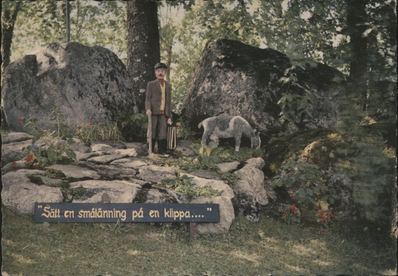 Smålänning Figure and Goat at Blomstergården Eringsboda Sweden
