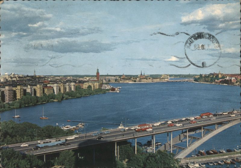 View over Västerbron and Riddarfjärden Stockholm Sweden