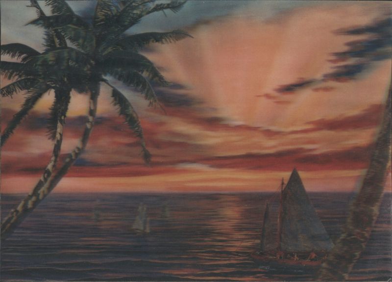 Tropical Sunset with Palm Trees and Sailboat Time of Day