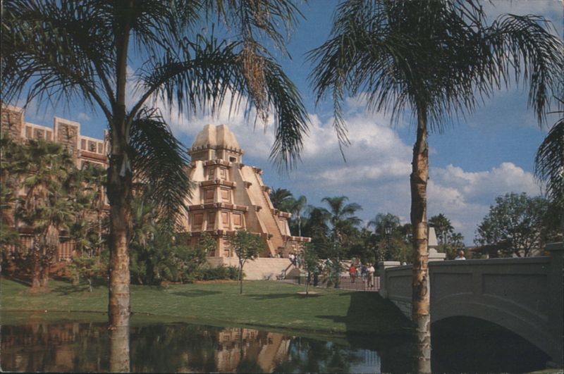 Disney EPCOT Mexico Pavilion Pyramid Postcard Chrome Lake Buena Vista Florida