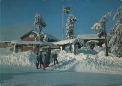 Skiers at Sälenfjällen, Dalarna Postcard