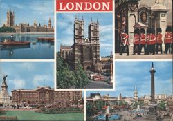 London Landmarks Multi-View with Westminster Abbey Postcard