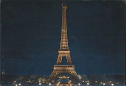 Eiffel Tower Illuminated at Night Postcard