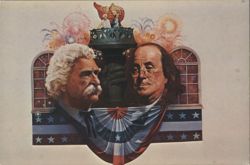 The American Adventure, Benjamin Franklin & Mark Twain Postcard