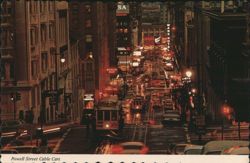 Powell Street Cable Cars at Twilight Postcard