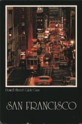 Powell Street Cable Cars at Twilight Postcard