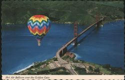 Hot Air Balloon over the Golden Gate Bridge Postcard