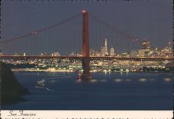Nighttime Magic, Golden Gate Bridge & City Skyline Postcard
