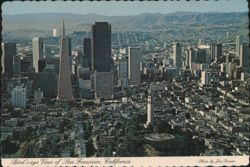 Bird's-eye View with Transamerica Pyramid & Coit Tower Postcard