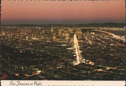 San Francisco at Night from Twin Peaks Postcard