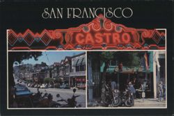 The Castro District Neon Sign and Neighborhood Scenes Postcard