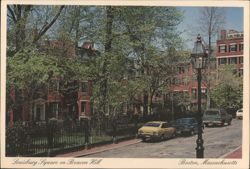 Louisburg Square on Beacon Hill with Gas Lights Postcard