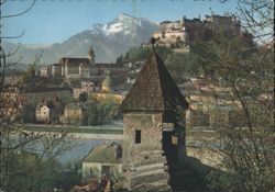 View to the Castle with Nonnberg Church Postcard