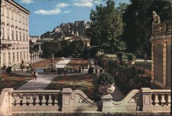 Mirabell Garden with Cathedral and Fortress Postcard
