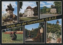 Multi-view of Graz Landmarks: Uhrturm, Opera House & More Postcard