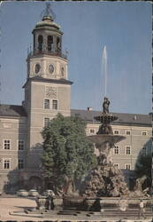 Residenzbrunnen Fountain and Glockenspiel Chimes Postcard