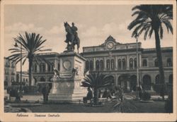 Stazione Centrale and Equestrian Statue Postcard