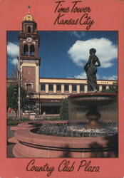 Time Tower and Pomona Statue, Country Club Plaza Postcard