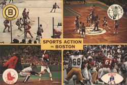 Sports Action in Boston - Bruins, Celtics, Red Sox, Patriots Postcard