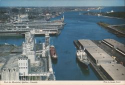 Aerial View of Montreal Harbour and St. Lawrence River Postcard