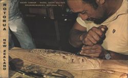 Maori Carver at Model Maori Village, Whakarewarewa Postcard