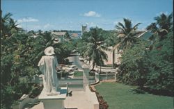 View of the City from Government House with Columbus Statue Postcard