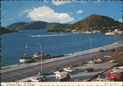 Veterans Drive Harbor View with 'The Goose' Air Boat Postcard