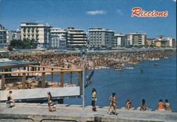 Crowded Beach Scene and Modern Hotels on the Adriatic Coast Postcard