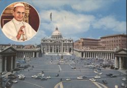 St. Peter's Square and Basilica with Pope Paul VI Inset Postcard