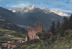 Schloss Hochnaturns and Ortlergruppe Mountains Postcard
