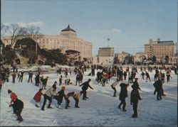 Skating in Duksu Palace Grounds with City Hall Postcard
