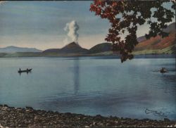 Showa Shinzan Volcano from Nakanoshima, Lake Toya Postcard