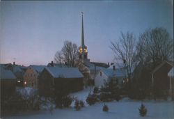 Twilight Scene with Church Steeple in Stowe Postcard