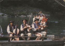 Folk Musicians on Dunajec River Raft, Pieniny Mountains Postcard
