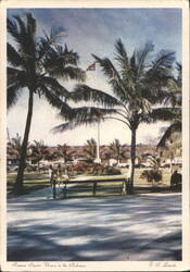 Rawson Square with Palm Trees and Union Jack Postcard