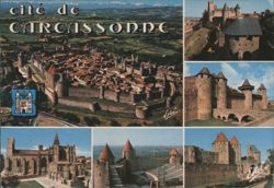 Cité de Carcassonne Multi-View Aerial & Landmarks Postcard