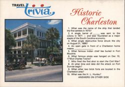 Historic Charleston Travel Trivia and Horse-Drawn Carriage Postcard