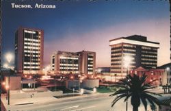 Evening View of Downtown Skyline and Modern Buildings Postcard