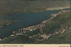 Aerial View of Tongass Narrows and Ketchikan Waterfront Postcard