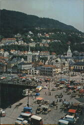 Torget Market Square and Fløyfjellet Hillside Postcard
