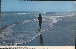 Silhouette Strolling Along the Quiet Surf at Myrtle Beach Postcard